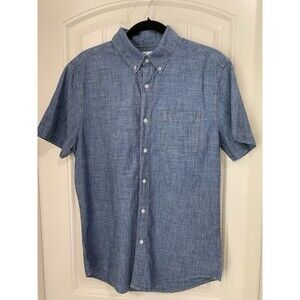 SONOMA Mens SIZE SMALL Short-sleeve Medium-wash Denim Shirt 100% Cotton